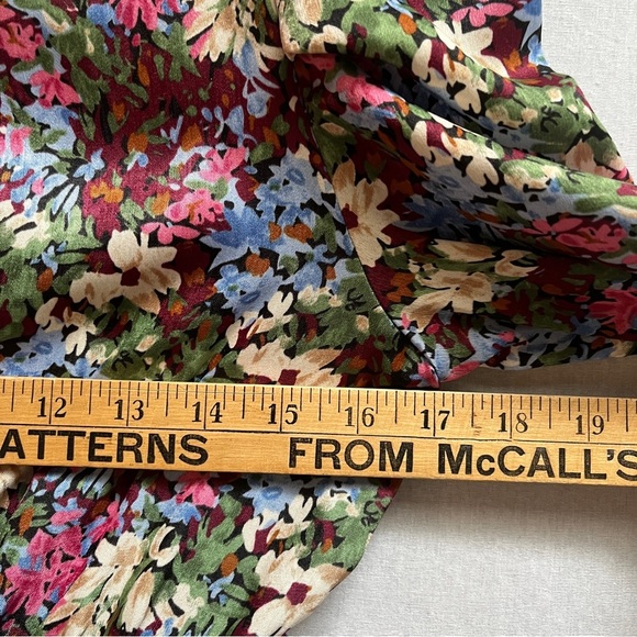 Zara Floral Multicolor Ruched Waist Dress Sz S - Picture 10 of 10